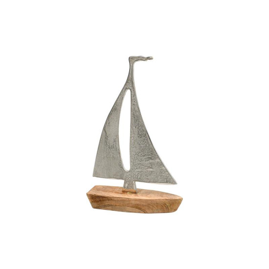 ΔΙΑΚΟΣΜΗΤΙΚΟ ΑΛΟΥΜΙΝΙΟΥ  Boat 1978 ΜΕ ΞΥΛΙΝΗ ΒΑΣH ΑΣΗΜΙ ΧΡΩΜΑ 13x5x20εκ