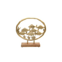 ΔΙΑΚΟΣΜΗΤΙΚΟ ΑΛΟΥΜΙΝΙΟΥ  Fish on ring 2789 ΜΕ ΞΥΛΙΝΗ ΒΑΣH ΧΡΥΣΟ ΧΡΩΜΑ 25x5x24εκ