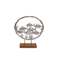 ΔΙΑΚΟΣΜΗΤΙΚΟ ΑΛΟΥΜΙΝΙΟΥ  Fish on ring 2803 ΜΕ ΞΥΛΙΝΗ ΒΑΣH ΑΣΗΜΙ ΧΡΩΜΑ 32x6x30εκ