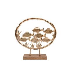 ΔΙΑΚΟΣΜΗΤΙΚΟ ΑΛΟΥΜΙΝΙΟΥ  Fish on ring 2803 ΜΕ ΞΥΛΙΝΗ ΒΑΣH ΧΡΥΣΟ ΧΡΩΜΑ 32x6x30εκ