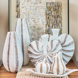 ΔΙΑΚΟΣΜΗΤΙΚΟ ΒΑΖΟ  FL1372 POLYRESIN ΛΕΥΚΟ-ΧΡΥΣΟ 20x45εκ