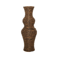 ΔΙΑΚΟΣΜΗΤΙΚΟ ΒΑΖΟ  FL378 PU RATTAN ΜΑΥΡΟ-ΦΥΣΙΚΟ ΧΡΩΜΑ 60εκ