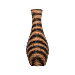 ΔΙΑΚΟΣΜΗΤΙΚΟ ΒΑΖΟ  FL528 PU RATTAN ΜΑΥΡΟ-ΦΥΣΙΚΟ ΧΡΩΜΑ 50εκ