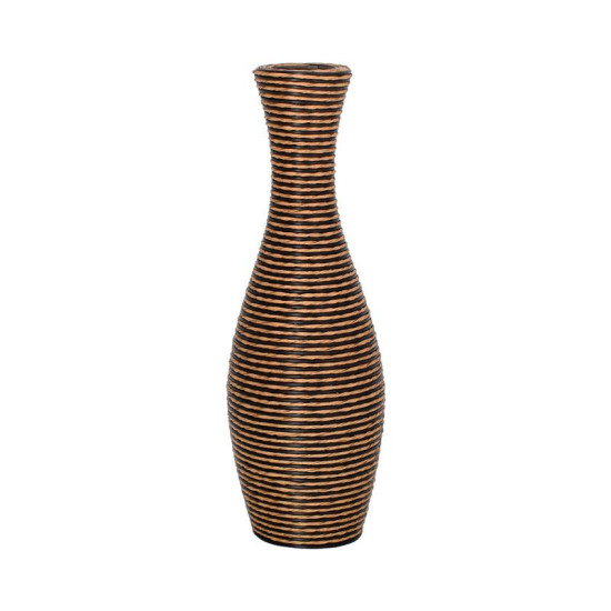 ΔΙΑΚΟΣΜΗΤΙΚΟ ΒΑΖΟ  FL639 PU RATTAN ΜΑΥΡΟ-ΦΥΣΙΚΟ ΧΡΩΜΑ 70εκ