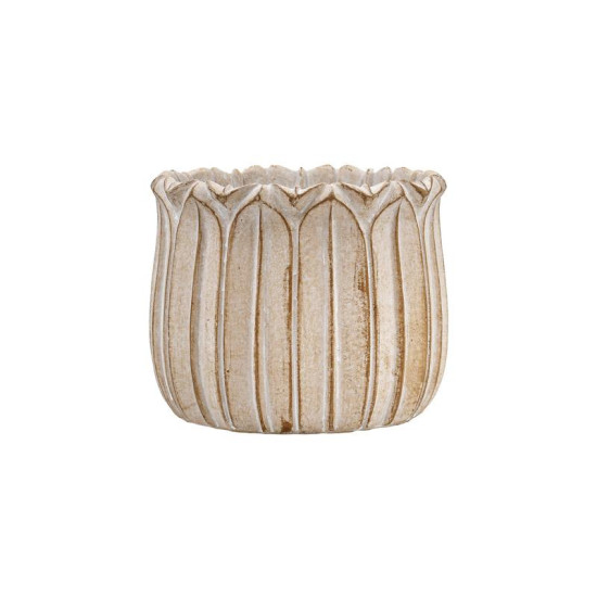 ΔΙΑΚΟΣΜΗΤΙΚΟ ΒΑΖΟ ΤΣΙΜΕΝΤΕΝΙΟ  FL15674 ΜΠΕΖ-ΓΚΡΙ ΜΕ TAUPE ΛΕΠΤΟΜΕΡΕΙΕΣ ΧΡΩΜΑ 18x15εκ