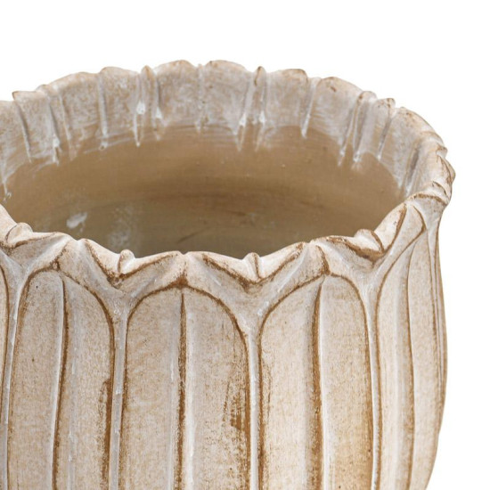 ΔΙΑΚΟΣΜΗΤΙΚΟ ΒΑΖΟ ΤΣΙΜΕΝΤΕΝΙΟ  FL15674 ΜΠΕΖ-ΓΚΡΙ ΜΕ TAUPE ΛΕΠΤΟΜΕΡΕΙΕΣ ΧΡΩΜΑ 18x15εκ