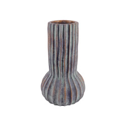 ΔΙΑΚΟΣΜΗΤΙΚΟ ΒΑΖΟ ΤΣΙΜΕΝΤΕΝΙΟ  FL15707 ΑΝΘΡΑΚΙ-ΠΡΑΣΙΝΟ ΜΕ ΜΠΡΟΝΖΕ ΛΕΠΤΟΜΕΡΕΙΕΣ ΧΡΩΜΑ 17x28εκ