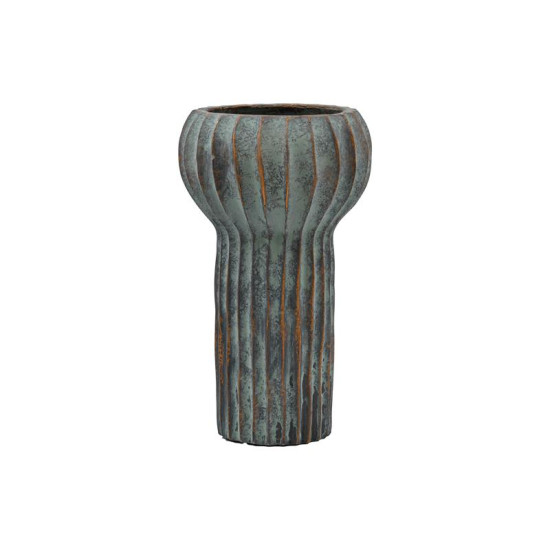 ΔΙΑΚΟΣΜΗΤΙΚΟ ΒΑΖΟ ΤΣΙΜΕΝΤΕΝΙΟ  FL15773 ΑΝΘΡΑΚΙ-ΠΡΑΣΙΝΟ ΜΕ ΜΠΡΟΝΖΕ ΛΕΠΤΟΜΕΡΕΙΕΣ ΧΡΩΜΑ 17x28εκ