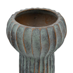 ΔΙΑΚΟΣΜΗΤΙΚΟ ΒΑΖΟ ΤΣΙΜΕΝΤΕΝΙΟ  FL15773 ΑΝΘΡΑΚΙ-ΠΡΑΣΙΝΟ ΜΕ ΜΠΡΟΝΖΕ ΛΕΠΤΟΜΕΡΕΙΕΣ ΧΡΩΜΑ 17x28εκ