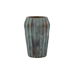 ΔΙΑΚΟΣΜΗΤΙΚΟ ΒΑΖΟ ΤΣΙΜΕΝΤΕΝΙΟ  FL22424 ΑΝΘΡΑΚΙ-ΠΡΑΣΙΝΟ ΜΕ ΜΠΡΟΝΖΕ ΛΕΠΤΟΜΕΡΕΙΕΣ ΧΡΩΜΑ 15x24εκ