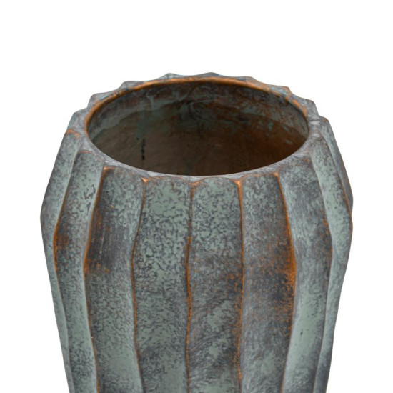 ΔΙΑΚΟΣΜΗΤΙΚΟ ΒΑΖΟ ΤΣΙΜΕΝΤΕΝΙΟ  FL22424 ΑΝΘΡΑΚΙ-ΠΡΑΣΙΝΟ ΜΕ ΜΠΡΟΝΖΕ ΛΕΠΤΟΜΕΡΕΙΕΣ ΧΡΩΜΑ 15x24εκ