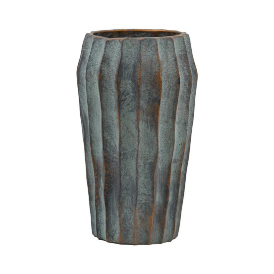 ΔΙΑΚΟΣΜΗΤΙΚΟ ΒΑΖΟ ΤΣΙΜΕΝΤΕΝΙΟ  FL22424 ΑΝΘΡΑΚΙ-ΠΡΑΣΙΝΟ ΜΕ ΜΠΡΟΝΖΕ ΛΕΠΤΟΜΕΡΕΙΕΣ ΧΡΩΜΑ 18x31εκ