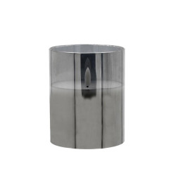 ΔΙΑΚΟΣΜΗΤΙΚΟ LED ΚΕΡΙ ΜΕ ΡΕΑΛΙΣΤΙΚΗ 3D ΦΛΟΓΑ  FL1013 ΣΕ ΓΥΑΛΙ ΧΡΩΜΑ SMOKY 10x10x13εκ