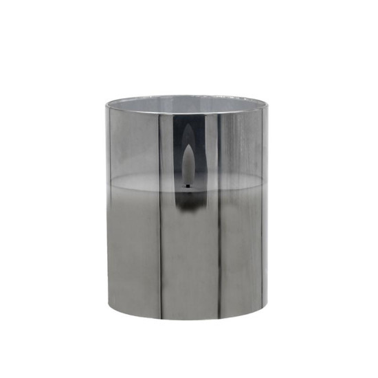 ΔΙΑΚΟΣΜΗΤΙΚΟ LED ΚΕΡΙ ΜΕ ΡΕΑΛΙΣΤΙΚΗ 3D ΦΛΟΓΑ  FL1013 ΣΕ ΓΥΑΛΙ ΧΡΩΜΑ SMOKY 10x10x13εκ