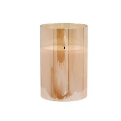 ΔΙΑΚΟΣΜΗΤΙΚΟ LED ΚΕΡΙ ΜΕ ΡΕΑΛΙΣΤΙΚΗ 3D ΦΛΟΓΑ  FL1015 ΣΕ ΓΥΑΛΙ ΧΡΩΜΑ AMBER 10x10x15εκ