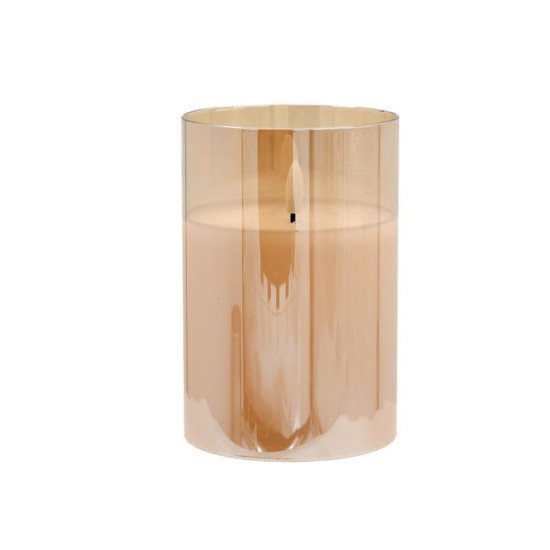 ΔΙΑΚΟΣΜΗΤΙΚΟ LED ΚΕΡΙ ΜΕ ΡΕΑΛΙΣΤΙΚΗ 3D ΦΛΟΓΑ  FL1015 ΣΕ ΓΥΑΛΙ ΧΡΩΜΑ AMBER 10x10x15εκ