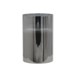 ΔΙΑΚΟΣΜΗΤΙΚΟ LED ΚΕΡΙ ΜΕ ΡΕΑΛΙΣΤΙΚΗ 3D ΦΛΟΓΑ  FL1015 ΣΕ ΓΥΑΛΙ ΧΡΩΜΑ SMOKY 10x10x15εκ