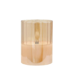 ΔΙΑΚΟΣΜΗΤΙΚΟ LED ΚΕΡΙ ΜΕ ΡΕΑΛΙΣΤΙΚΗ 3D ΦΛΟΓΑ  FL7510 ΣΕ ΓΥΑΛΙ ΧΡΩΜΑ AMBER 8x8x10εκ