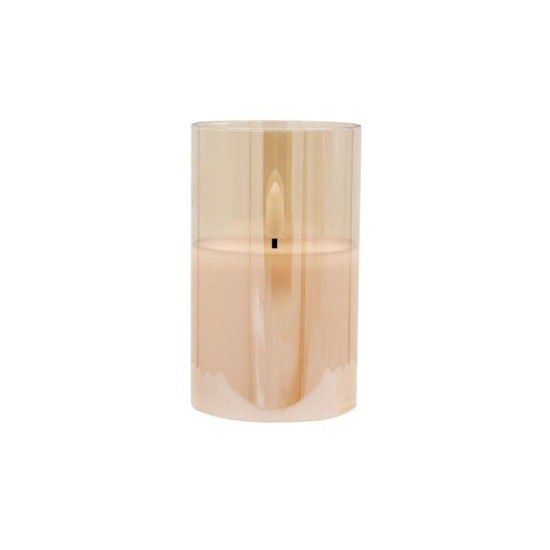 ΔΙΑΚΟΣΜΗΤΙΚΟ LED ΚΕΡΙ ΜΕ ΡΕΑΛΙΣΤΙΚΗ 3D ΦΛΟΓΑ  FL7510 ΣΕ ΓΥΑΛΙ ΧΡΩΜΑ AMBER 8x8x10εκ