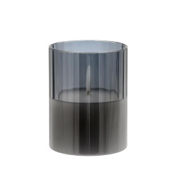 ΔΙΑΚΟΣΜΗΤΙΚΟ LED ΚΕΡΙ ΜΕ ΡΕΑΛΙΣΤΙΚΗ 3D ΦΛΟΓΑ  FL7510 ΣΕ ΓΥΑΛΙ ΧΡΩΜΑ SMOKY 8x8x10εκ