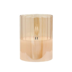 ΔΙΑΚΟΣΜΗΤΙΚΟ LED ΚΕΡΙ ΜΕ ΡΕΑΛΙΣΤΙΚΗ 3D ΦΛΟΓΑ  FL7513 ΣΕ ΓΥΑΛΙ ΧΡΩΜΑ AMBER 8x8x13εκ