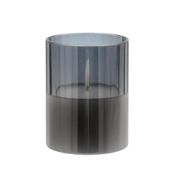 ΔΙΑΚΟΣΜΗΤΙΚΟ LED ΚΕΡΙ ΜΕ ΡΕΑΛΙΣΤΙΚΗ 3D ΦΛΟΓΑ  FL7513 ΣΕ ΓΥΑΛΙ ΧΡΩΜΑ SMOKY 8x8x13εκ