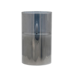 ΔΙΑΚΟΣΜΗΤΙΚΟ LED ΚΕΡΙ ΜΕ ΡΕΑΛΙΣΤΙΚΗ 3D ΦΛΟΓΑ  FL7513 ΣΕ ΓΥΑΛΙ ΧΡΩΜΑ SMOKY 8x8x13εκ