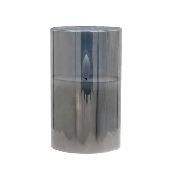 ΔΙΑΚΟΣΜΗΤΙΚΟ LED ΚΕΡΙ ΜΕ ΡΕΑΛΙΣΤΙΚΗ 3D ΦΛΟΓΑ  FL7513 ΣΕ ΓΥΑΛΙ ΧΡΩΜΑ SMOKY 8x8x13εκ