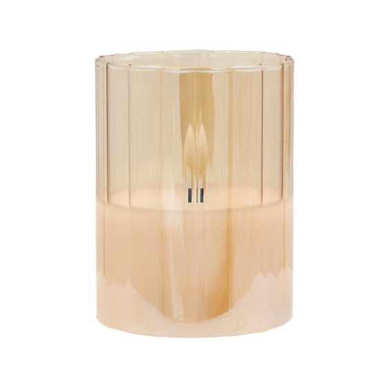 ΔΙΑΚΟΣΜΗΤΙΚΟ LED ΚΕΡΙ ΜΕ ΡΕΑΛΙΣΤΙΚΗ 3D ΦΛΟΓΑ  FL7515 ΣΕ ΓΥΑΛΙ ΧΡΩΜΑ AMBER 8x8x15εκ