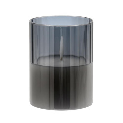 ΔΙΑΚΟΣΜΗΤΙΚΟ LED ΚΕΡΙ ΜΕ ΡΕΑΛΙΣΤΙΚΗ 3D ΦΛΟΓΑ  FL7515 ΣΕ ΓΥΑΛΙ ΧΡΩΜΑ SMOKY 8x8x15εκ