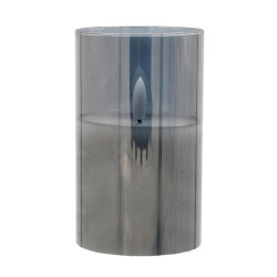 ΔΙΑΚΟΣΜΗΤΙΚΟ LED ΚΕΡΙ ΜΕ ΡΕΑΛΙΣΤΙΚΗ 3D ΦΛΟΓΑ  FL7515 ΣΕ ΓΥΑΛΙ ΧΡΩΜΑ SMOKY 8x8x15εκ