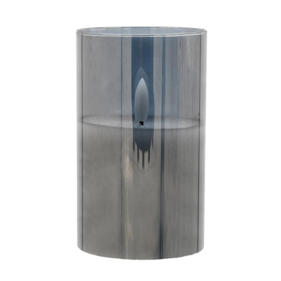 ΔΙΑΚΟΣΜΗΤΙΚΟ LED ΚΕΡΙ ΜΕ ΡΕΑΛΙΣΤΙΚΗ 3D ΦΛΟΓΑ  FL7515 ΣΕ ΓΥΑΛΙ ΧΡΩΜΑ SMOKY 8x8x15εκ