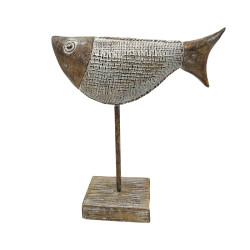 ΔΙΑΚΟΣΜΗΤΙΚΟ ΨΑΡΙ ΣΕ STAND  ΚΑΦΕ-ΛΕΥΚΟ ΧΡΩΜΑ 17.5x5.6x22εκ ΔΙΑΚΟΣΜΗΤΙΚΟ ΨΑΡΙ ΣΕ STAND  ΚΑΦΕ-ΛΕΥΚΟ ΧΡΩΜΑ 17.5x5.6x22εκ