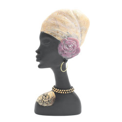 ΕΠΙΤΡΑΠΕΖΙΑ ΔΙΑΚΟΣΜΗΤΙΚΗ ΦΙΓΟΥΡΑ  FL984901 African lady ΜΑΥΡΟ-ΧΡΥΣΟ ΧΡΩΜΑ 15x5x30εκ
