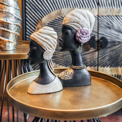 ΕΠΙΤΡΑΠΕΖΙΑ ΔΙΑΚΟΣΜΗΤΙΚΗ ΦΙΓΟΥΡΑ  FL984901 African lady ΜΑΥΡΟ-ΧΡΥΣΟ ΧΡΩΜΑ 15x5x30εκ