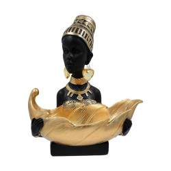 ΕΠΙΤΡΑΠΕΖΙΑ ΔΙΑΚΟΣΜΗΤΙΚΗ ΦΙΓΟΥΡΑ  FL213901 "AFRICA QUEEN " ΧΡΥΣΟ ΜΑΥΡΟ ΧΡΩΜΑ 25x15x23εκ