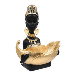 ΕΠΙΤΡΑΠΕΖΙΑ ΔΙΑΚΟΣΜΗΤΙΚΗ ΦΙΓΟΥΡΑ  FL213901 "AFRICA QUEEN " ΧΡΥΣΟ ΜΑΥΡΟ ΧΡΩΜΑ 25x15x23εκ