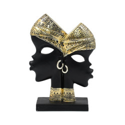 ΕΠΙΤΡΑΠΕΖΙΑ ΔΙΑΚΟΣΜΗΤΙΚΗ ΦΙΓΟΥΡΑ " African "  FL240308 ΜΑΥΡΟ-ΧΡΥΣΟ ΧΡΩΜΑ 17x6x23εκ