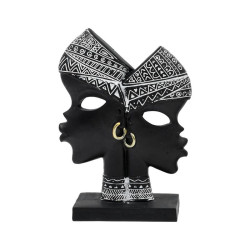 ΕΠΙΤΡΑΠΕΖΙΑ ΔΙΑΚΟΣΜΗΤΙΚΗ ΦΙΓΟΥΡΑ " African "  FL240308 ΜΑΥΡΟ-ΛΕΥΚΟ ΧΡΩΜΑ 17x6x23εκ