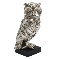 ΕΠΙΤΡΑΠΕΖΙΑ ΔΙΑΚΟΣΜΗΤΙΚΗ ΦΙΓΟΥΡΑ  FL25090 ΚΟΥΚΟΥΒΑΓΙΑ ΑΣΗΜΙ-ΜΑΥΡΟ ΧΡΩΜΑ 9.5x9.5x22.5εκ