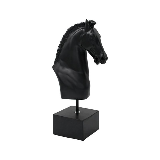 ΕΠΙΤΡΑΠΕΖΙΑ ΔΙΑΚΟΣΜΗΤΙΚΗ ΦΙΓΟΥΡΑ  "Horse head" ΜΑΥΡΟ ΧΡΩΜΑ 12x12x42εκ