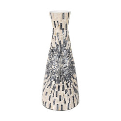 ΕΠΙΤΡΑΠΕΖΙΟ ΒΑΖΟ BAMBOO-ΚΟΧΥΛΙ  FL03 ΓΚΡΙ-ΛΕΥΚΟ ΧΡΩΜΑ 18x43εκ