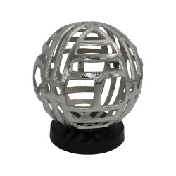 ΕΠΙΤΡΑΠΕΖΙΟ ΔΙΑΚΟΣΜΗΤΙΚΟ  "Ball" ΑΣΗΜΙ ΝΙΚΕΛ ΜΕ ΜΑΥΡΗ ΞΥΛΙΝΗ ΒΑΣΗ 19x19x21εκ