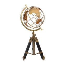 ΕΠΙΤΡΑΠΕΖΙΟ ΔΙΑΚΟΣΜΗΤΙΚΟ  "Υδρόγειος" ΧΑΛΚΙΝΟ ΧΡΩΜΑ ΣΕ ΞΥΛΙΝΟ ΤΡΙΠΟΔΑΚΙ 20x20x40,5εκ sls