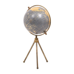 ΕΠΙΤΡΑΠΕΖΙΟ ΔΙΑΚΟΣΜΗΤΙΚΟ  "Υδρόγειος" ΓΚΡΙ-ΧΡΥΣΟ ΧΡΩΜΑ ΣΕ ΤΡΙΠΟΔΑΚΙ 15x15x25,5εκ