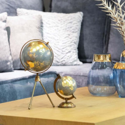 ΕΠΙΤΡΑΠΕΖΙΟ ΔΙΑΚΟΣΜΗΤΙΚΟ  "Υδρόγειος" ΓΚΡΙ-ΧΡΥΣΟ ΧΡΩΜΑ ΣΕ ΤΡΙΠΟΔΑΚΙ 15x15x25,5εκ