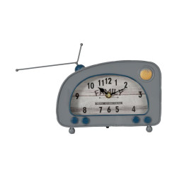 ΕΠΙΤΡΑΠΕΖΙΟ ΡΟΛΟΙ  "Vintage Radio" ΜΕΤΑΛΛΙΚΟ ΣΙΕΛ ΧΡΩΜΑ 22x8x16εκ sls