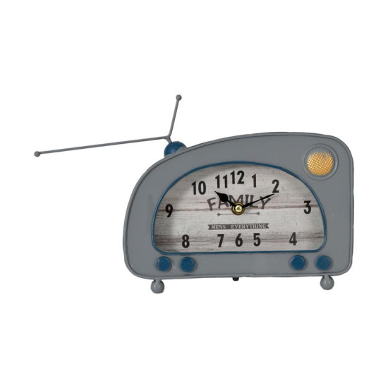 ΕΠΙΤΡΑΠΕΖΙΟ ΡΟΛΟΙ  "Vintage Radio" ΜΕΤΑΛΛΙΚΟ ΣΙΕΛ ΧΡΩΜΑ 22x8x16εκ sls