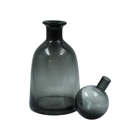 ΓΥΑΛΙΝΗ ΔΙΑΚΟΣΜΗΤΙΚΗ ΚΑΡΑΦΑ  FL1533 ΗΜΙΔΙΑΦΑΝΟ ΓΚΡΙ ΧΡΩΜΑ 15x30εκ