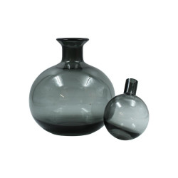 ΓΥΑΛΙΝΗ ΔΙΑΚΟΣΜΗΤΙΚΗ ΚΑΡΑΦΑ  FL1828 ΗΜΙΔΙΑΦΑΝΟ ΓΚΡΙ ΧΡΩΜΑ 17x27εκ